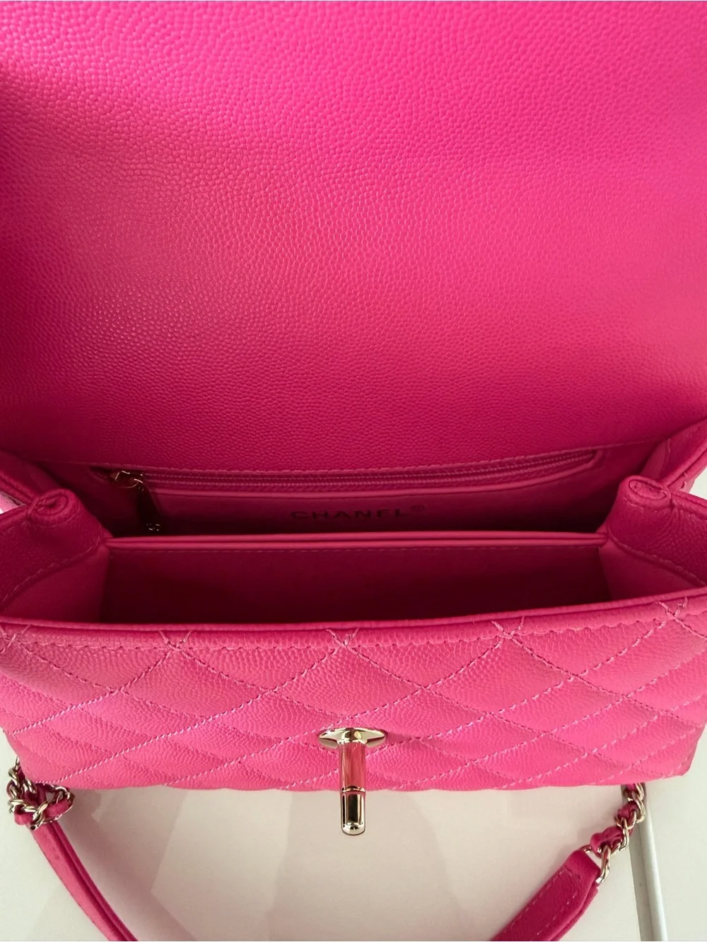 Chanel Pink Quilted Top Handle Flap Bag